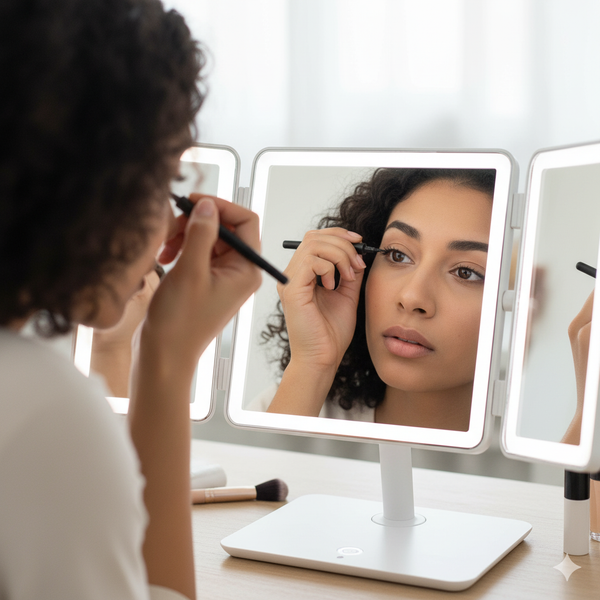 Espejo de Maquillaje con Luz LED Plegable